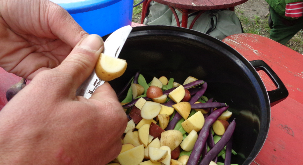 Gemüsetarte aus dem Garten – Kartoffeln schneiden