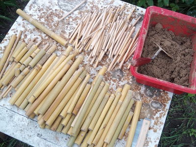 Bambus und Schilfrohr vorbereitet